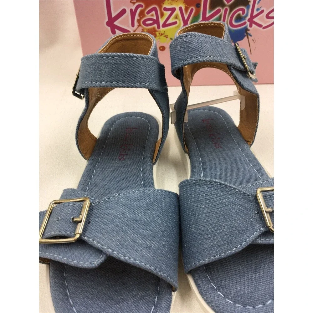 krazy kicks‎ girl blue jeans sandals size 12